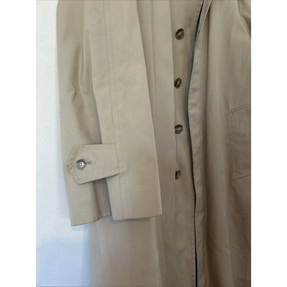 Vintage Tan Trench Coat Mens 40 Reg Beige Button Front Overcoat Mac Jacket
